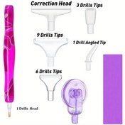 تصویر قلم دوطرفه نقاشی الماسی با ۷ سری شامل رولر و چسب وکس ژله‌ای 