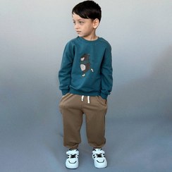 تصویر ست بلوز و شلوار پسرانه طرح خرسی جنس دورس دو نخ لاکرا | سایز 1 الی 8 سال 