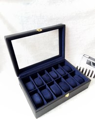 تصویر جعبه ساعت لوکس دوازده خانه - داخل جعبه مخمل سورمه ای 