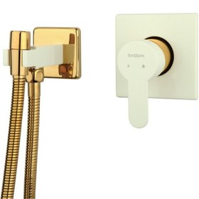 تصویر شیر توکار توالت رزگلد راسان مدل فلت ا RASSAN Rose Golden Flat Shower Mixer RASSAN Rose Golden Flat Shower Mixer