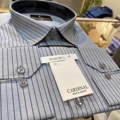 تصویر پیراهن آستین بلند پارچه آرو طرح راه راه تک جیب 