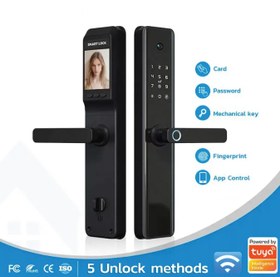 تصویر قفل هوشمند دیجیتال با دوربین و صفحه نمایش تویا Tuya برند Smart lock قفل هوشمند دیجیتال با دوربین و صفحه نمایش