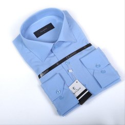 تصویر پیراهن آستین بلند مردانه مدل آبی ساده کد PB0003 - آبی / 