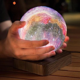 تصویر چراغ ماه و گلکسی معلق Levitating Color Galaxy Lamp 