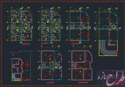 تصویر نقشه آپارتمان ۷ طبقه دو واحدی دو نبش ۱۲ در ۱۹ متر 