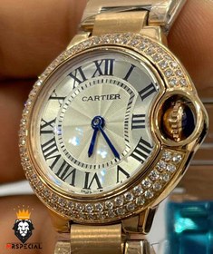 تصویر ساعت مچی کارتیر ست مردانه زنانه بالن بلو بند چرم Cartier Ballon Bleu CR42GL 