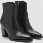 تصویر بوت نیم‌بوت چرم با پاشنه بلند - مانگو - MANGO - اورجینال- 1033431127 