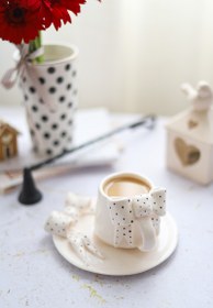 تصویر ست پاپیون سفید خالدار 