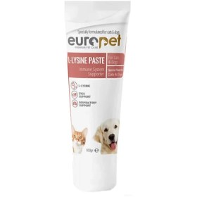 تصویر خمیر لیزین تقویت سیستم ایمنی یوروپت گربه Europet L-Lysine Paste وزن 100 گرم 