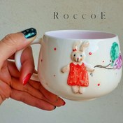 تصویر فنجون سرامیکی دستساز طرح خرگوش Handmade ceramic cup Rabit design