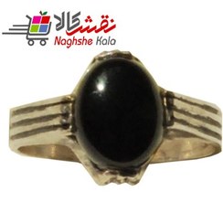 تصویر انگشتر نقره مردانه اصل سنگ عقیق سیاه کد 15 Men's silver ring with black onyx code 15