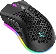 تصویر موش ماوس بازی بی سیم Fawoonu 2.4G با نور RGB 3 Fawoonu 2.4G Wireless Gaming Mouse Mouse with RGB Light Effect 3 Adjustable DPI Hollowed-out Honeycomb Design Black