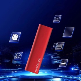 تصویر هارد اس اس دی اکسترنال ظرفیت ۲ ترابایت type-c - قرمز 2TB portable SSD external hard drive