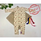 تصویر ایراد دار _ سرهمی آستین بلند برند cool club طرح خرس و روباه و کوه بدون جوراب جلو دکمه ای کرمی رنگ - 2 تا 3 سال | فروشگاه نام نیکو 