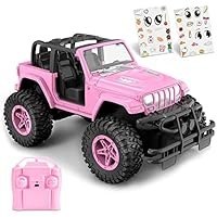 تصویر NQD Pink RC Cars 1:16 مقیاس با برچسب DIY، ماشین کنترل از راه دور برای دختران، 80 دقیقه بازی 2.4Ghz کامیون جیپ RC، هدایای اسباب بازی دختر کوچک برای 4-5 6-7 8-10 ساله NQD Pink RC Cars 1:16 Scale with DIY Sticker, Remote Control Car for Girls, 80 Min Play 2.4Ghz Jeep RC Trucks,Little Girl Toys Gifts for 4-5 6-7 8-10 Years Old