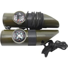 تصویر 7 In 1 Survival Compass Thermometer Flashlight Magnifier Whistle Tool 