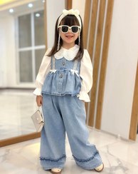 تصویر سه تیکه جین دخترونه بچگانه Three-piece denim suit for little girls