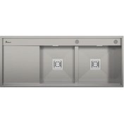 تصویر سینک ظرفشویی توکار بیمکث مدل ۴۷۰۴ دو لگن استیل 