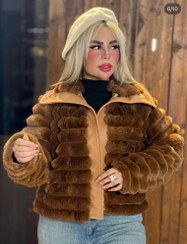 تصویر کاپشن خز و چرم زنانه - قهوه ای عسلی / فری سایز Fur and leather jackets