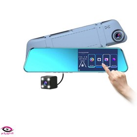 تصویر آینه مانیتوردار لمسی خودرو دو دوربین مدل XR5 PLUS 