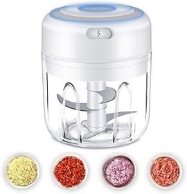 تصویر Coldwords Chold Mini Chopper ، Chopper Food ، Mini Foods ، Mini Food ، Mixer Food Cithin Cithing با شارژ USB ، ماسه سیر تمیز کننده آسان (250 میلی لیتر) Coldwords Electric Mini Garlic Chopper, Food Chopper, Mini Food Processors, Wireless Portable Kitchen Food Mixer with USB Charging, Powerful Easy Cleaning Garlic Masher (250ML)