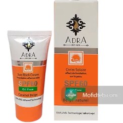 تصویر کرم ضد آفتاب SPF60 پودری بژ طبیعی فاقد چربی 50 میلی لیتر آدرا 