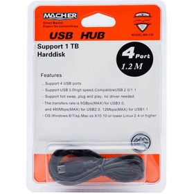 تصویر هاب ۴ پورت USB 2.0 مچر مدل MR-138 