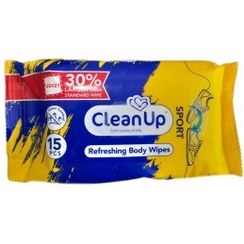 تصویر دستمال مرطوب پاک کننده بدن ورزشی بسته 15 عددی 