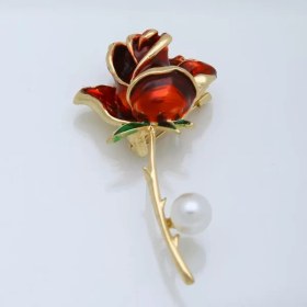 تصویر کد A-146 | گل‌سینه گل رز با مروارید 