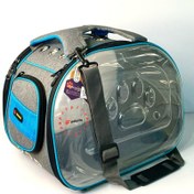 تصویر کیف حمل سگ و گربه دو طرف شفاف مدل برایت 