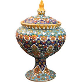 تصویر شکلات خوری متوسط میناکاری مدل پایه دار 