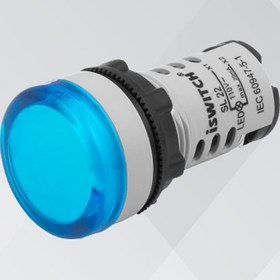 تصویر چراغ سیگنال سفید و آبی 48 ولت AC/DC آی سوئیچ الکتریک White and blue signal light 48 volt AC/DC electric switch