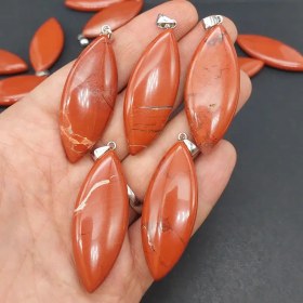 تصویر آویز سنگ جاسپر قرمز مدل مارکیز کد12893 Red Jasper Stone Pendant, Marquise Model, Code 12893