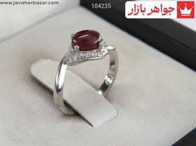 تصویر انگشتر نقره عقیق طرح نسترن حداکثر تا سایز 48 بچه گانه کد 104235 