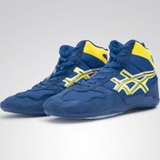تصویر کفش کشتی طرح اسیکس رنگ آبی 