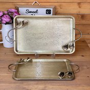 تصویر سینی مستطیل رز لیلیوم آنتیک جنس فلز آبکاری شده با ضمانت