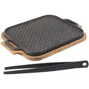 تصویر تابه گریل پرانی کد 3011 سایز 34 به همراه انبر مبلمونسرا مدل 200710 