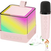 تصویر اسپیکر RGB همراه با میکروفون افکت دار مدل K18 Portable-Bluetooth-Wireless-Microphone