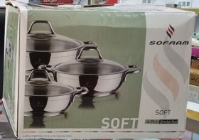 تصویر سرویس ۶ پارچه تابه املت استیل سوفرام ترکیه مدل سافت Sofram Turkey 6 Pcs Steel Omlet Pan Service Soft Model