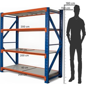 تصویر قفسه ایزی راک 4 طبقه سایز 200×50 ارتفاع 150 