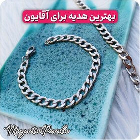 تصویر دستبند مردانه و زنانه استیل رنگ ثابت رنگ نقره ای تضمینی 