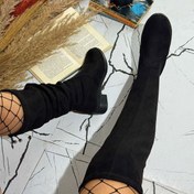 تصویر بوت بالای زانو مخملی زنانه 