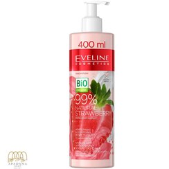 تصویر لوسیون بدن ماست طبیعی و توت فرنگی اولاین حجم 400 میل Eveline 99% Natural Strawberry Body Yogurt Moisturizing Smoothing Vitamins 5901761987164 