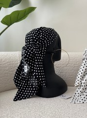 تصویر مینی اسکارف polka ( مشکی خال سفید ) 
