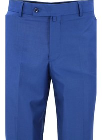 تصویر شلوار کلاسیک مردانه از پارچه پلی‌ویسکوز به رنگ آبی نیلی برند varetta Men's Indigo Blue Polyviscon Fabric Classic Cut Trousers