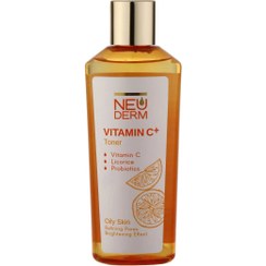 تصویر تونر پاک کننده پوست صورت حاوی ویتامین C مناسب پوست چرب 200میل نئودرم Neoderm Vitamin C Toner For Oily Skin 200ml