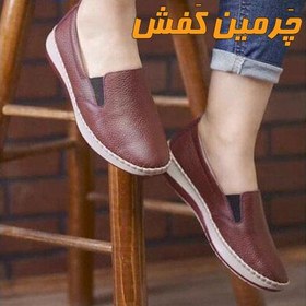 تصویر کفش تمام چرم زنانه طبی و دور دوخت مدل سالرنو کد 18162 Women's full leather shoes, Salerno model, medical and round stitching