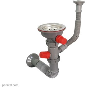 تصویر سیفون فانتزی تک لگن فلکسی آبا کد 210 Aba-single-bowl-sink-waste-trap-code-210