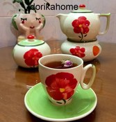 تصویر فنجان نعلبکی چایخوری دوریکا طرح شقایق Cup and saucer dorika