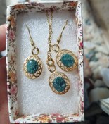 تصویر نیم ست عقیق خزه ای 